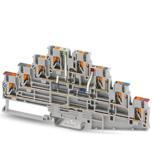 PHOENIX CONTACT -  PT 2,5-L RD/L BU/L LED 24 RD/L LED 24 GN - Multi-level terminal block